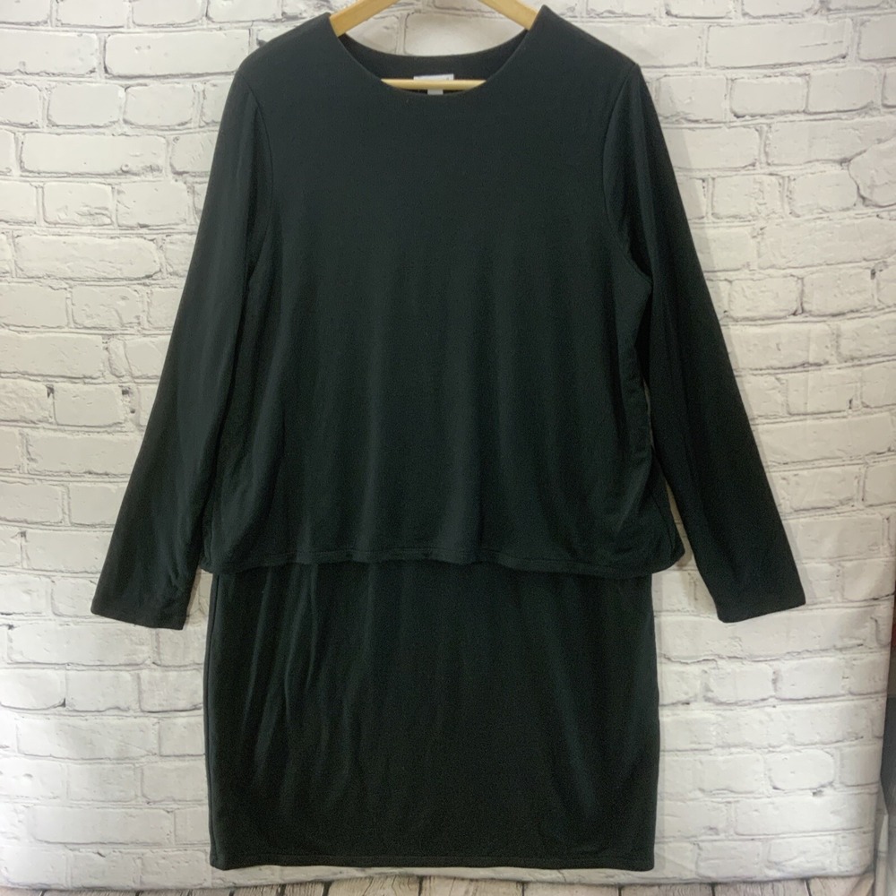 Pure J Jill Layered Sweater Womens Sz M Luxe Tencel Black Pullover